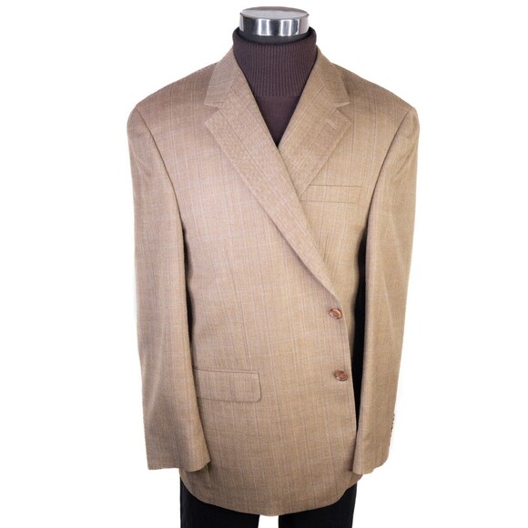 Ralph Lauren Mens Beige Herringbone 2 Button Sport Coat Blazer Jacket Sz 48R EUC - Picture 2 of 13